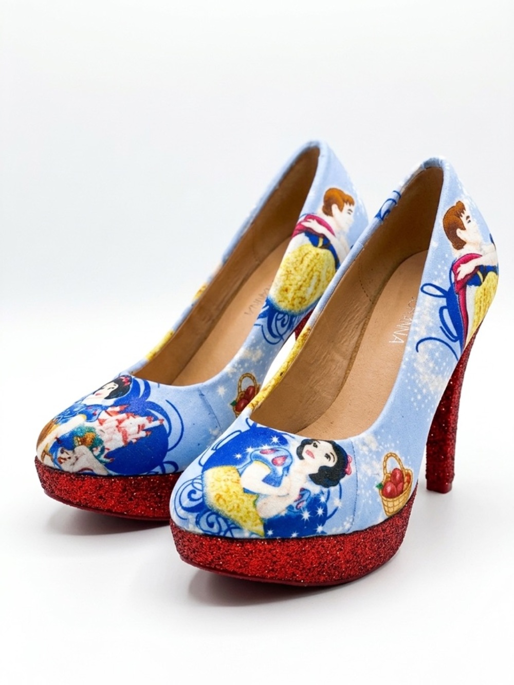 Custom Snow White Red Glitter Platform Heels Pumps Size 7.5 Disneybound Cosplay